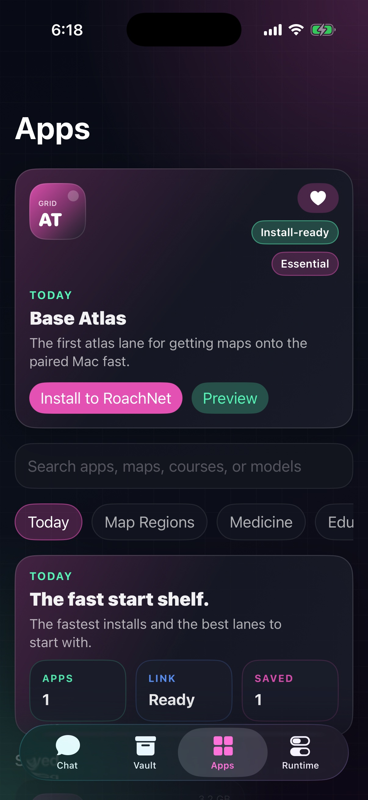 RoachNet iOS Apps view