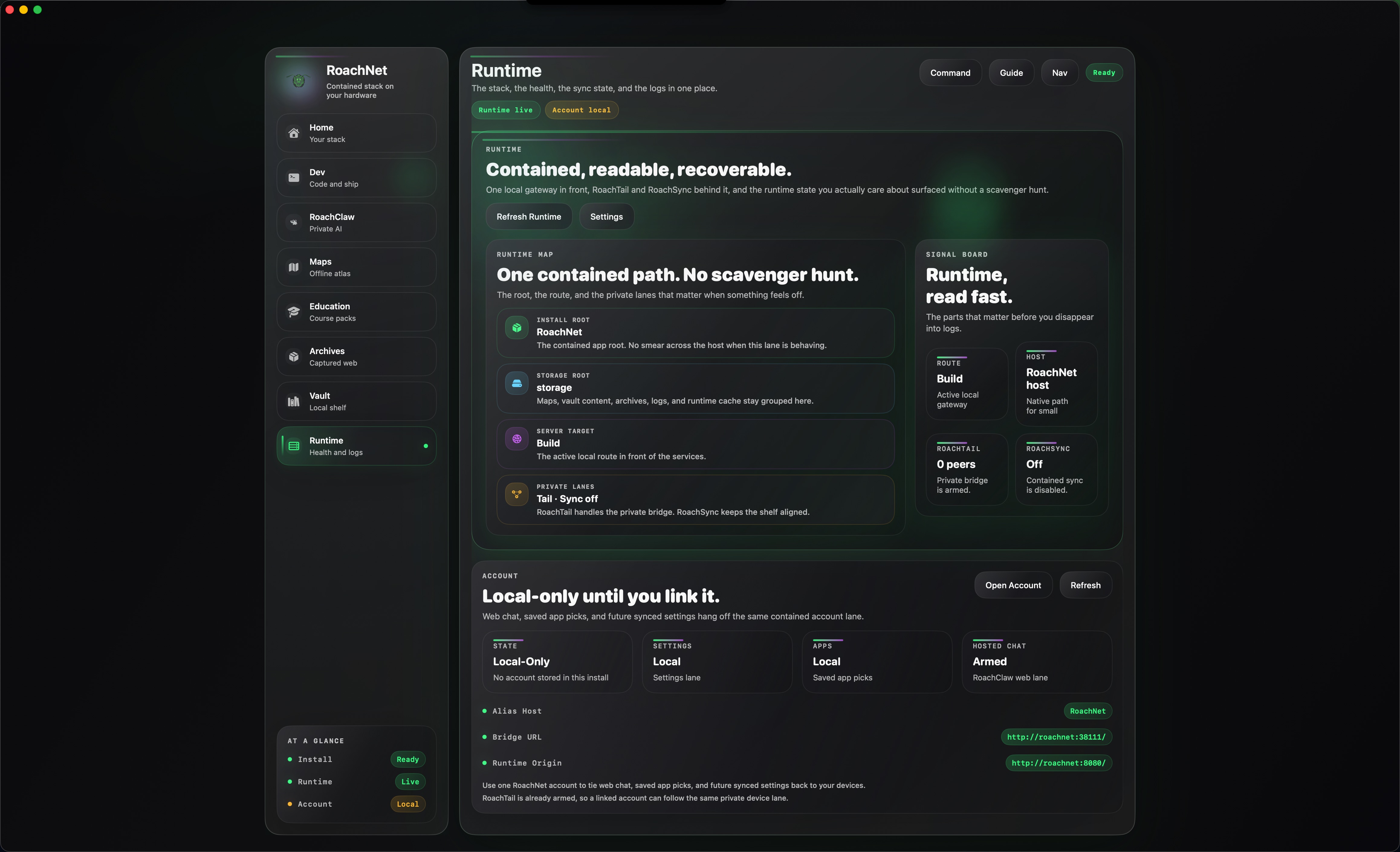 RoachNet native runtime surface